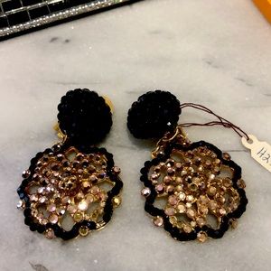 Exquisite Light Colorado Gold and Jet Black Designer Earrings-Boutique